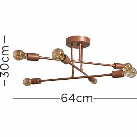 MINISUN 6 Way Copper Metal Ceiling Light Fitting - No Bulbs MINISUN 6 Way Copper Metal Ceiling Light Fitting - No Bulbs -MINISUN Shop 39768057 4