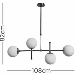 MINISUN 4 Way Ceiling Light Bar + Glass Globe Shades - No Bulbs -MINISUN Shop 40300912 4