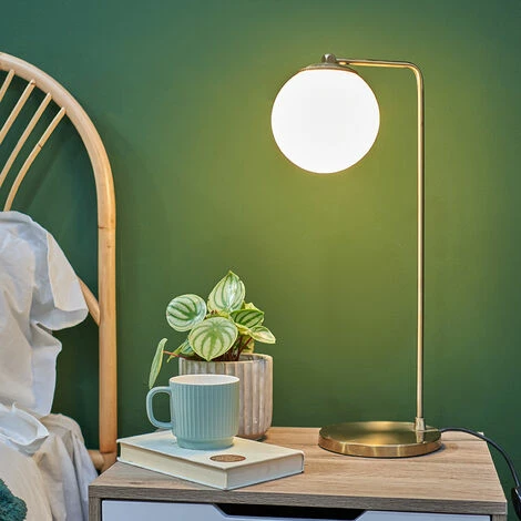 MINISUN Matt Gold Table Lamp with Glass Globe Shade - No Bulbs MINISUN Matt Gold Table Lamp With Glass Globe Shade - No Bulbs -MINISUN Shop 40309625 2