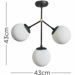MINISUN 3 Way Industrial Ceiling Light Fitting + Glass Globe Shades - Black -MINISUN Shop 41437451 4