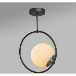 MINISUN Metal Hoop Ceiling Light Fitting + Glass Shade - No Bulb -MINISUN Shop 41437452 2