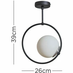 MINISUN Metal Hoop Ceiling Light Fitting + Glass Shade - No Bulb -MINISUN Shop 41437452 4