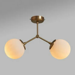 MINISUN 2 Way Metal Ceiling Light Fitting + Glass Globe Shades - Gold -MINISUN Shop 41438353 2
