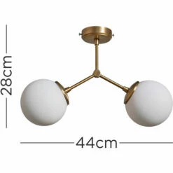MINISUN 2 Way Metal Ceiling Light Fitting + Glass Globe Shades - Gold -MINISUN Shop 41438353 4