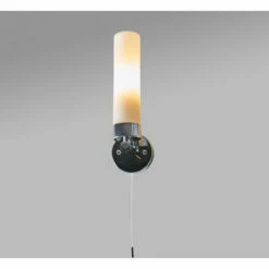 MINISUN Chrome Pull Cord Wall Light Fitting With Glass Shade IP44 - Single -MINISUN Shop 41666752 2