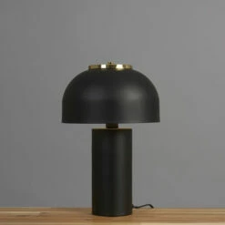 MINISUN Matt Black Cylinder Table Lamp With Domed Shade - No Bulb -MINISUN Shop 41990903 2