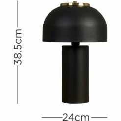 MINISUN Matt Black Cylinder Table Lamp With Domed Shade - No Bulb -MINISUN Shop 41990903 4