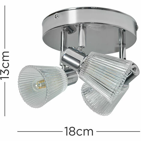 MINISUN Chrome 3 Way IP44 Ceiling Light Fitting - No Bulbs MINISUN Chrome 3 Way IP44 Ceiling Light Fitting - No Bulbs -MINISUN Shop 42256451 4