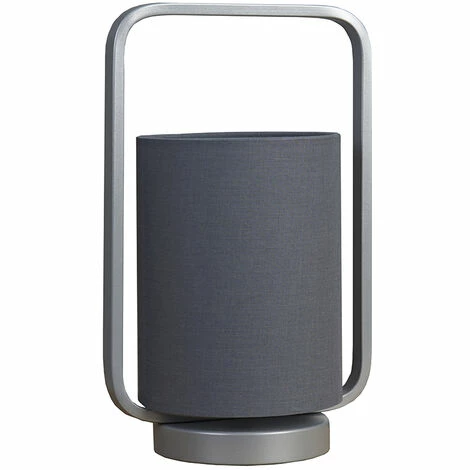 MINISUN Metal Table Lamp with Fabric Drum Lampshade + LED 4W Bulb - Silver MINISUN Metal Table Lamp With Fabric Drum Lampshade + LED 4W Bulb - Silver -MINISUN Shop 42329602 1