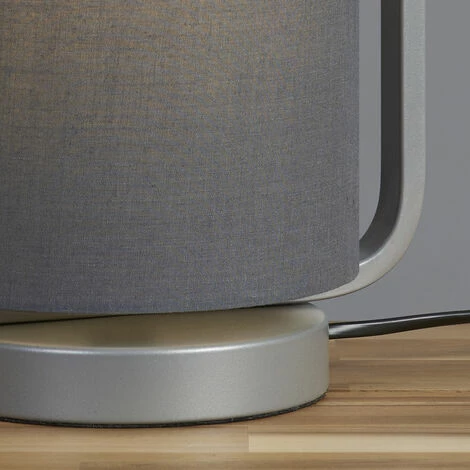 MINISUN Metal Table Lamp with Fabric Drum Lampshade + LED 4W Bulb - Silver MINISUN Metal Table Lamp With Fabric Drum Lampshade + LED 4W Bulb - Silver -MINISUN Shop 42329602 3