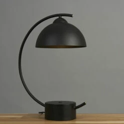 MINISUN Metal Curved Table Lamp With Dome Light Shade - Black - No Bulb -MINISUN Shop 42482209 2