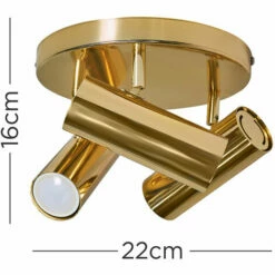 MINISUN 3 Way Ceiling Light Fitting With Adjustable Spotlight Heads - Gold -MINISUN Shop 42482232 4