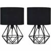 MINISUN 2 X Small Geometric Table Lamps Industrial Metal Cage Design - Black -MINISUN Shop 44322837 1