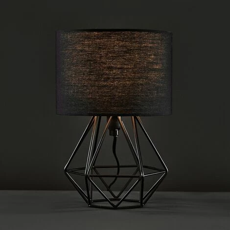 MINISUN 2 x Small Geometric Table Lamps Industrial Metal Cage Design - Black MINISUN 2 X Small Geometric Table Lamps Industrial Metal Cage Design - Black -MINISUN Shop 44322837 2