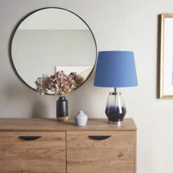 MINISUN Blue Gloss Table Lamp With Fabric Lampshade - Navy Blue - No Bulb -MINISUN Shop 45978343 3