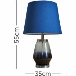 MINISUN Blue Gloss Table Lamp With Fabric Lampshade - Navy Blue - No Bulb -MINISUN Shop 45978343 4