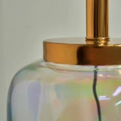 MINISUN Clear Glass Table Lamp Light With Tapered Lampshade - Beige - Including LED Bulb -MINISUN Shop 45978350 3