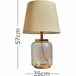 MINISUN Clear Glass Table Lamp Light With Tapered Lampshade - Beige - Including LED Bulb -MINISUN Shop 45978350 4
