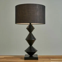 MINISUN Black Distressed Table Lamp Light + Reni Drum Shade - Black - No Bulb -MINISUN Shop 45978375 2