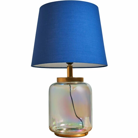 MINISUN Clear Glass Table Lamp Light With Tapered Lampshade - Navy Blue - No Bulb MINISUN Clear Glass Table Lamp Light With Tapered Lampshade - Navy Blue - No Bulb -MINISUN Shop 45978377 1