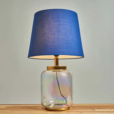 MINISUN Clear Glass Table Lamp Light With Tapered Lampshade - Navy Blue - No Bulb MINISUN Clear Glass Table Lamp Light With Tapered Lampshade - Navy Blue - No Bulb -MINISUN Shop 45978377 2
