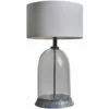 MINISUN Grey & Clear Glass Table Lamp Light With Large Lampshade - Cool Grey - No Bulb -MINISUN Shop 46174563 1