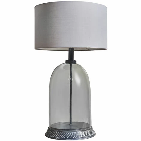 MINISUN Grey & Clear Glass Table Lamp Light With Large Lampshade - Cool Grey - No Bulb MINISUN Grey & Clear Glass Table Lamp Light With Large Lampshade - Cool Grey - No Bulb -MINISUN Shop 46174563 1