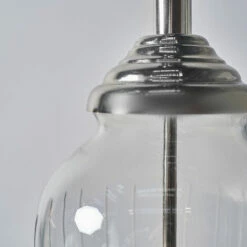 MINISUN Chrome & Glass Table Lamp Light With Fabric Lampshade - Dark Grey - No Bulb -MINISUN Shop 46174569 3