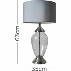 MINISUN Chrome & Glass Table Lamp Light With Fabric Lampshade - Dark Grey - No Bulb -MINISUN Shop 46174569 4