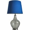 MINISUN Clear Glass & Brushed Chrome Table Lamp With A Tapered Lampshade - Navy Blue - No Bulb 1 MINISUN Clear Glass & Brushed Chrome Table Lamp With A Tapered Lampshade - Navy Blue - No Bulb -MINISUN Shop 46174575 1