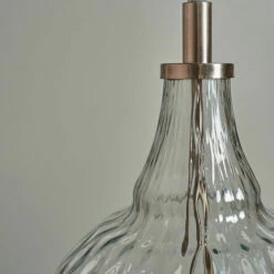 MINISUN Clear Glass & Brushed Chrome Table Lamp With A Tapered Lampshade - Navy Blue - No Bulb -MINISUN Shop 46174575 3