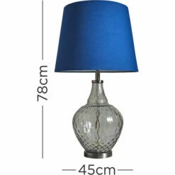 MINISUN Clear Glass & Brushed Chrome Table Lamp With A Tapered Lampshade - Navy Blue - No Bulb -MINISUN Shop 46174575 4