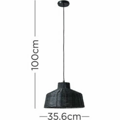 MINISUN Black Rattan Ceiling Light Fitting - No Bulb -MINISUN Shop 46245038 4