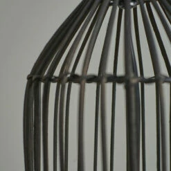 MINISUN Large Black Rattan Table Lamp With Fabric Lampshade - Grey - No Bulb -MINISUN Shop 47160528 3