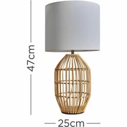 MINISUN Natural Rattan Table Lamp With Fabric Lampshade - White - No Bulb 5 MINISUN Natural Rattan Table Lamp With Fabric Lampshade - White - No Bulb -MINISUN Shop 47160554 4