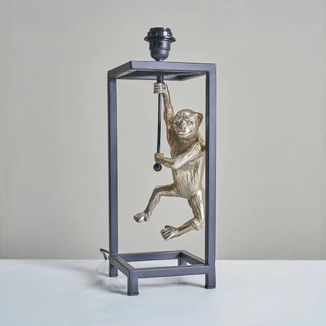 MINISUN Black Cube Table Lamp Base Antique Brass Hanging Monkey Light - 0 MINISUN Black Cube Table Lamp Base Antique Brass Hanging Monkey Light - 0 -MINISUN Shop 47524434 2