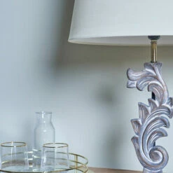 MINISUN Distressed White Floral Design Table Lamp With Large Tapered Shade - Beige 4 MINISUN Distressed White Floral Design Table Lamp With Large Tapered Shade - Beige -MINISUN Shop 49239564 3