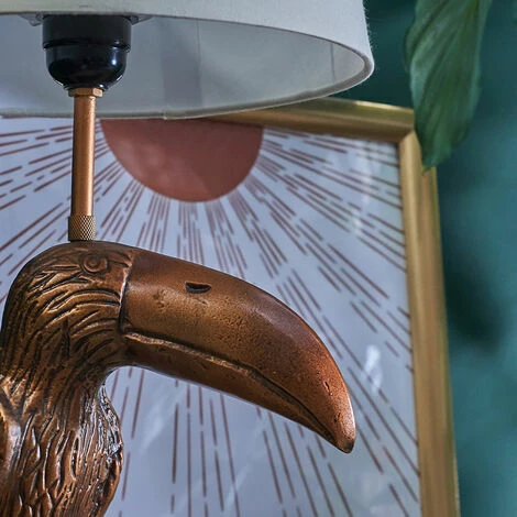 MINISUN Toucan Bronze Metal Table Lamp with Tapered Lampshade - Beige MINISUN Toucan Bronze Metal Table Lamp With Tapered Lampshade - Beige -MINISUN Shop 49239611 3