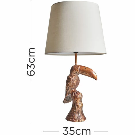 MINISUN Toucan Bronze Metal Table Lamp with Tapered Lampshade - Beige MINISUN Toucan Bronze Metal Table Lamp With Tapered Lampshade - Beige -MINISUN Shop 49239611 4