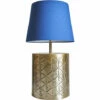 MINISUN Gold Patterend Table Lamp Base With Fabric Lampshade - Navy Blue -MINISUN Shop 49239623 1