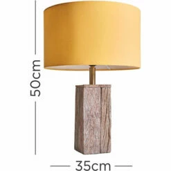 MINISUN Natural Wooden Block Design Table Lamp With Large Lampshade - Mustard 5 MINISUN Natural Wooden Block Design Table Lamp With Large Lampshade - Mustard -MINISUN Shop 49239885 4