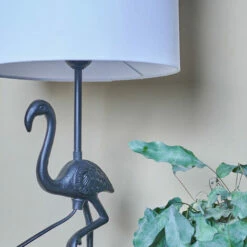 MINISUN Flamingo Matt Black Table Lamp With Drum Lampshade - White -MINISUN Shop 49239891 3