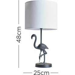 MINISUN Flamingo Matt Black Table Lamp With Drum Lampshade - White -MINISUN Shop 49239891 4