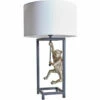 MINISUN Antique Brass Hanging Monkey Cubed Table Lamp With Lampshade - White -MINISUN Shop 49239898 1