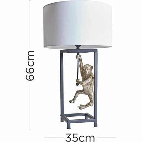 MINISUN Antique Brass Hanging Monkey Cubed Table Lamp with Lampshade - White MINISUN Antique Brass Hanging Monkey Cubed Table Lamp With Lampshade - White -MINISUN Shop 49239898 4