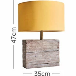 MINISUN Natural Rustic Wood Table Lamp With Drum Lampshade - Mustard 5 MINISUN Natural Rustic Wood Table Lamp With Drum Lampshade - Mustard -MINISUN Shop 49239909 4