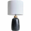 MINISUN Black Marble Effect Table Lamp With Fabric Drum Lampshade - White -MINISUN Shop 50149673 1