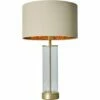 MINISUN Matt Gold & Clear Tube Table Lamp With Large Lampshade - Beige & Gold -MINISUN Shop 50987013 1