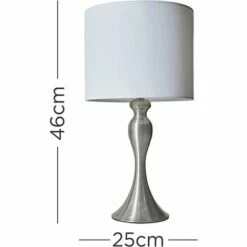 MINISUN Brushed Chrome Traditional Spindle Table Lamp With Fabric Lampshade - White -MINISUN Shop 50987018 4