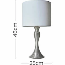 MINISUN Brushed Chrome Traditional Spindle Table Lamp With Fabric Lampshade - White 5 MINISUN Brushed Chrome Traditional Spindle Table Lamp With Fabric Lampshade - White -MINISUN Shop 50987019 4